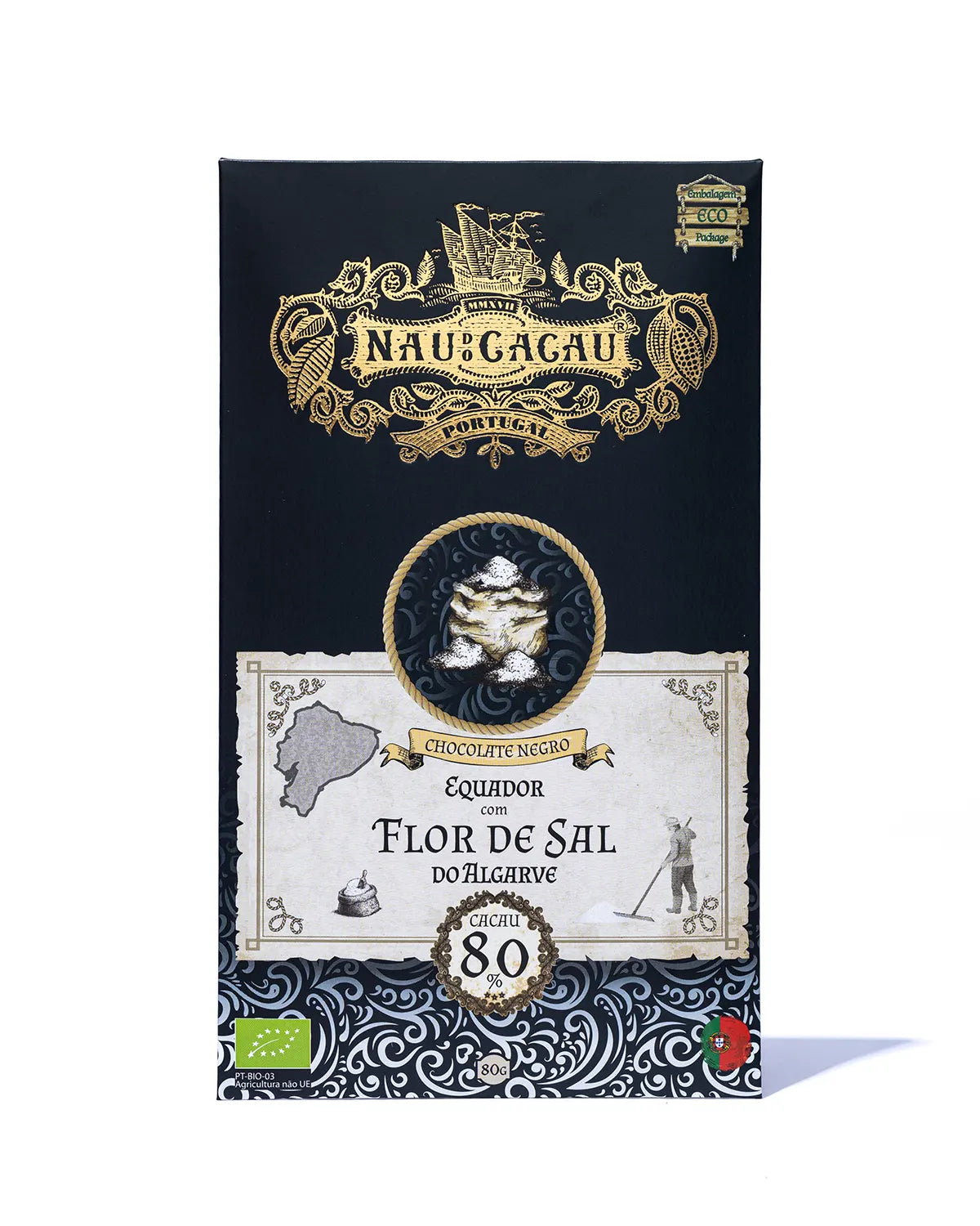 Tablete Chocolate Negro Equador 80% com Flor de Sal