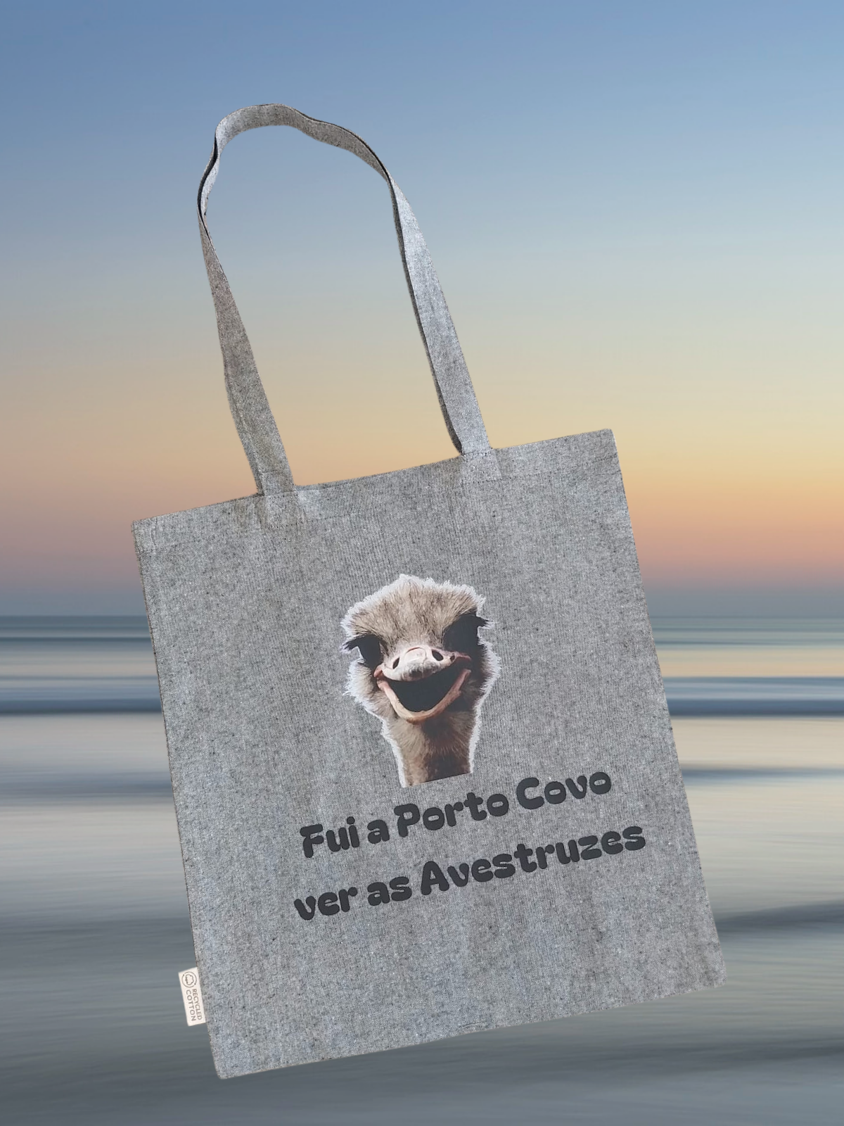 Tote Bag Cinza Estampado Avestruz Porto Covo
