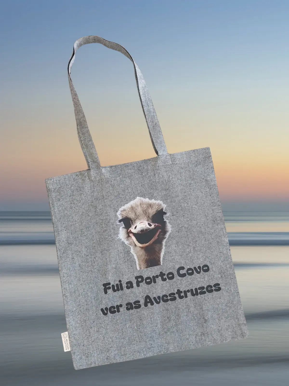 Tote Bag Cinza Estampado Avestruz Porto Covo