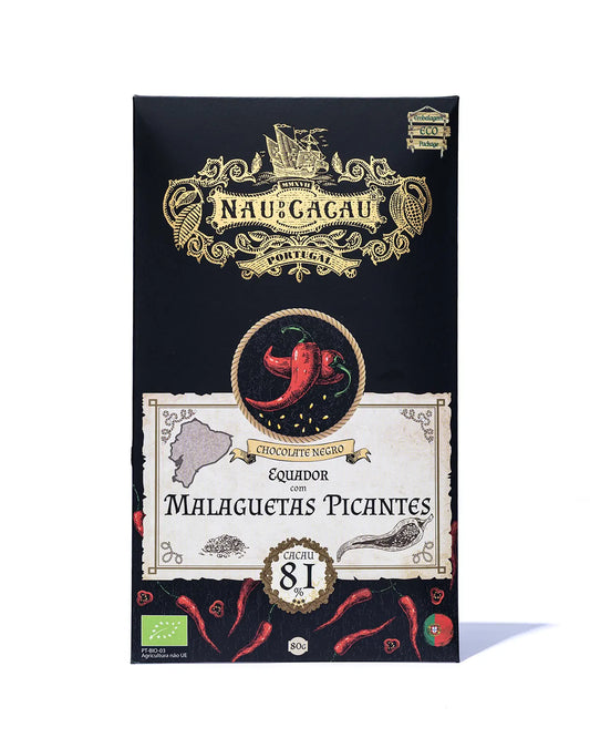 Tablete Chocolate Negro Equador 81% com Malaguetas Picantes