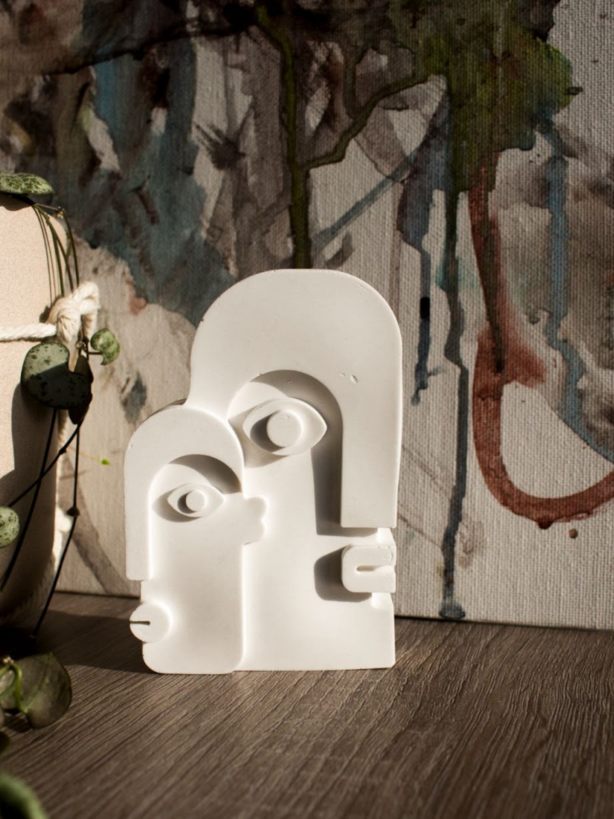 Estatueta Duas Caras de Gesso Perfumado