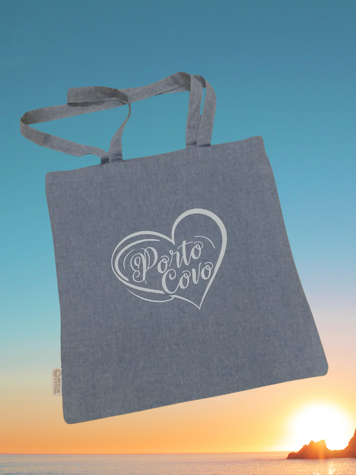 Tote Bag Azul Estampado Coração Porto Covo